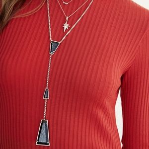 Collins Rose Gold Y Necklace In Black Granite